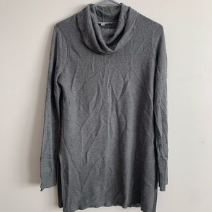 Adrienne Vittadini cowl neck gray tunic sweater